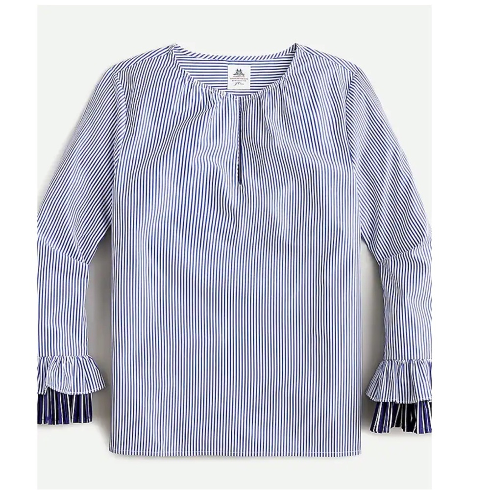 Thomas Mason® for J.Crew ruffle-cuff top in stripe